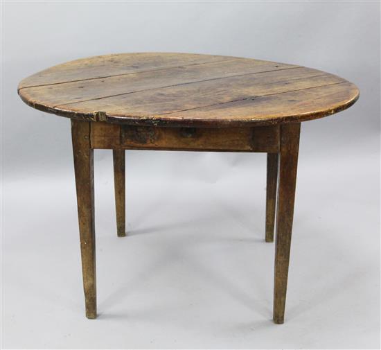 A 19th century French chestnut and elm dining table, W.3ft 8in. H.2ft 5in.